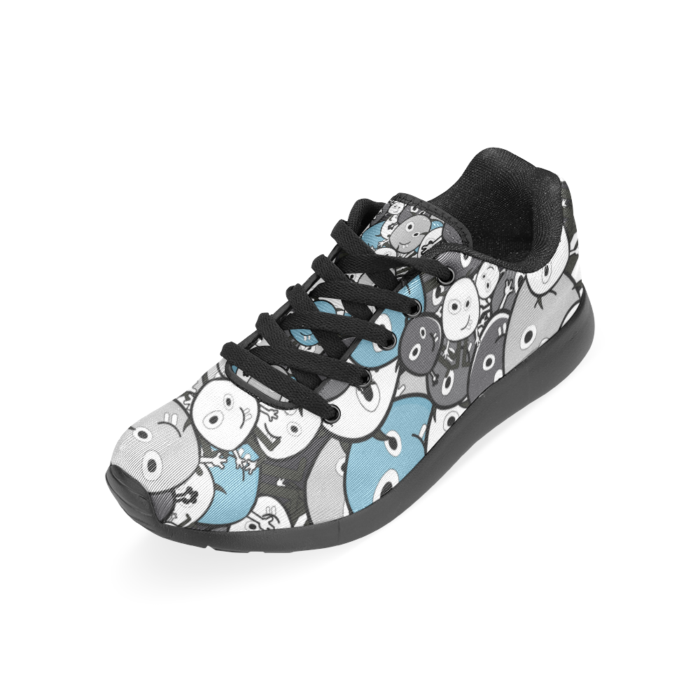 gray doodle monsters Men's Running Shoes/Large Size (Model 020)