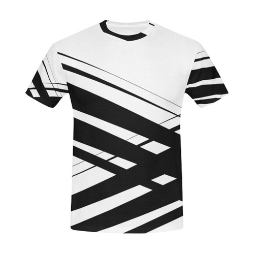 Black and White Diagonal Criss Cross All Over Print T-Shirt for Men (USA Size) (Model T40)
