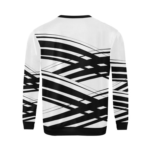 Black and White Diagonal Criss Cross All Over Print Crewneck Sweatshirt for Men/Large (Model H18)