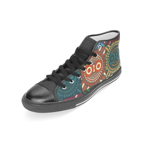 Polychrome Owl Mask Women's Classic High Top Canvas Shoes (Model 017)