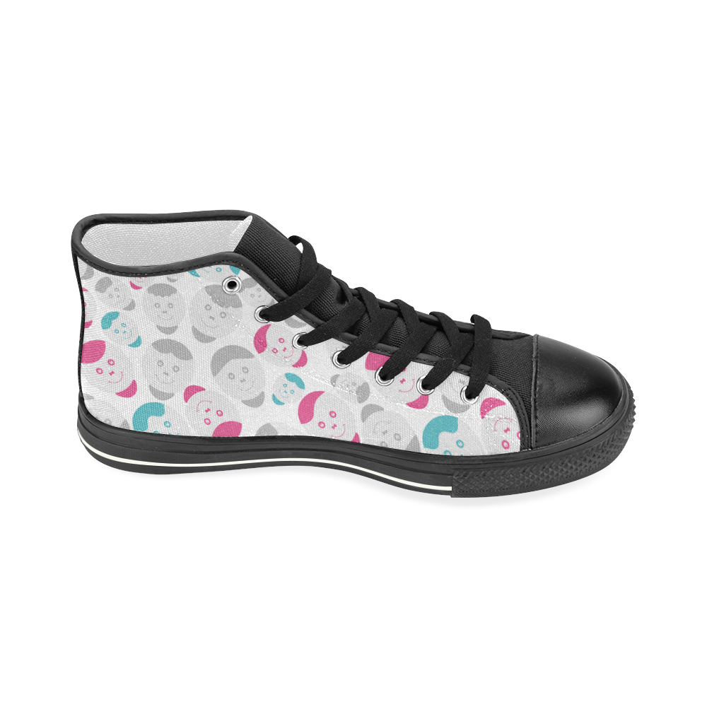 smiley faces pattern Women's Classic High Top Canvas Shoes (Model 017)
