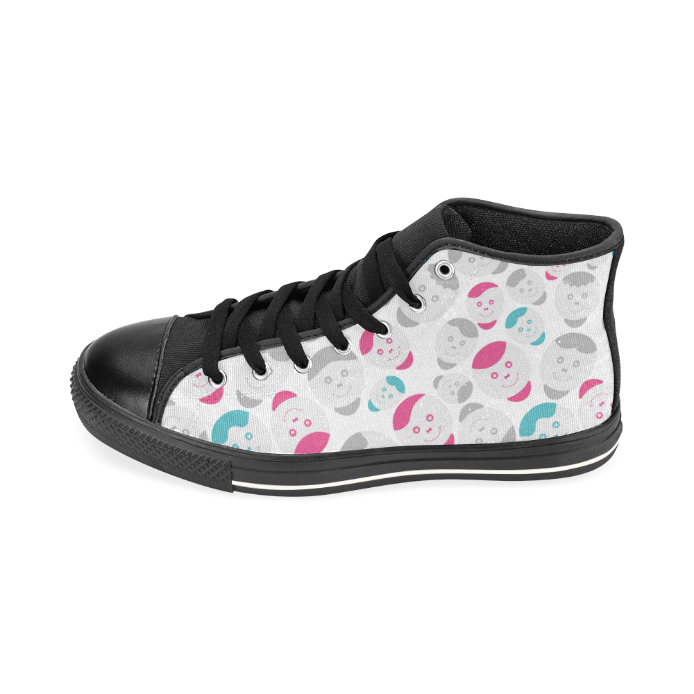 smiley faces pattern High Top Canvas Women's Shoes/Large Size (Model 017)