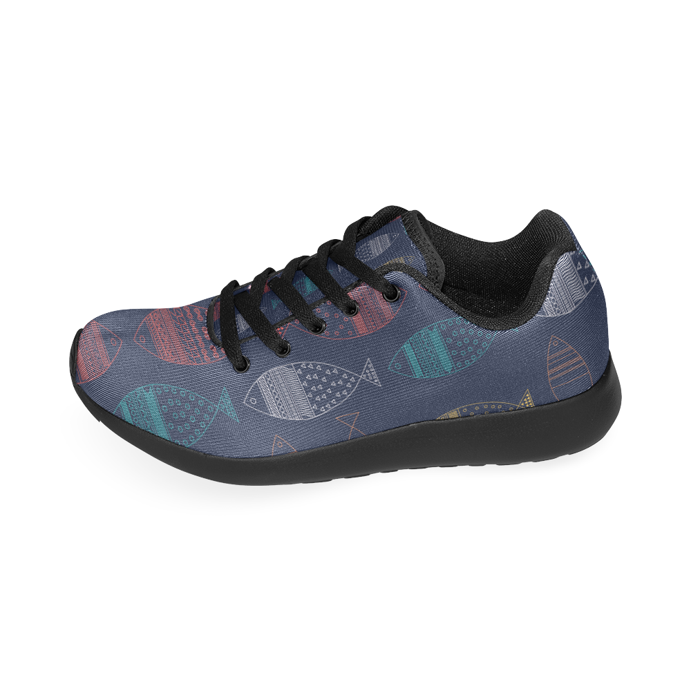 color abstract fish Women’s Running Shoes (Model 020)