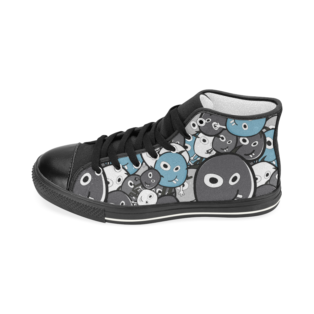 gray doodle monsters Women's Classic High Top Canvas Shoes (Model 017)