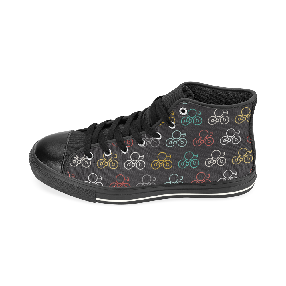 bicycle seamless High Top Canvas Women's Shoes/Large Size (Model 017)
