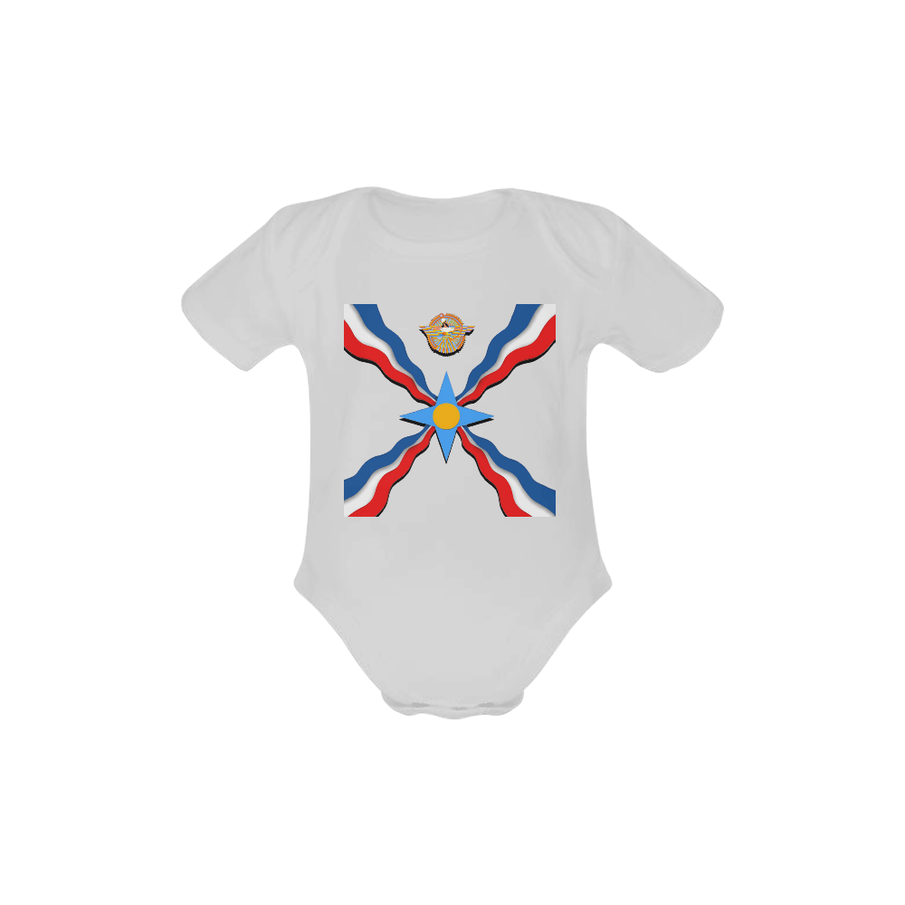 Assyrian Flag Baby Shirt Baby Powder Organic Short Sleeve One Piece (Model T28)