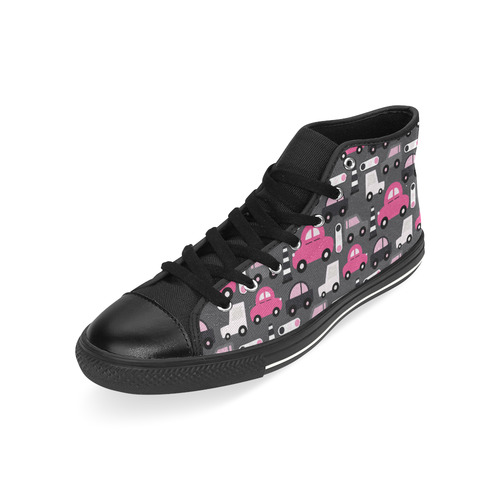 pink toy cars High Top Canvas Women's Shoes/Large Size (Model 017)