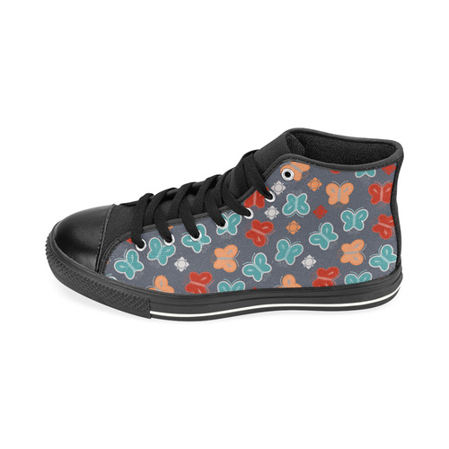 butterfly pattern High Top Canvas Women's Shoes/Large Size (Model 017)