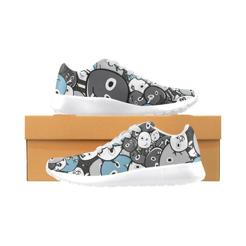 gray doodle monsters Women's Running Shoes/Large Size (Model 020)