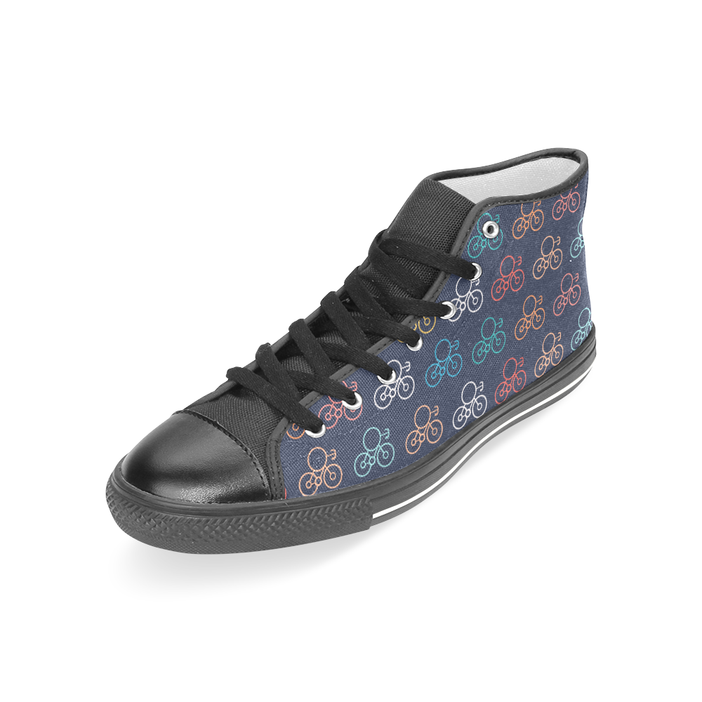 bicycle wheels Women's Classic High Top Canvas Shoes (Model 017)