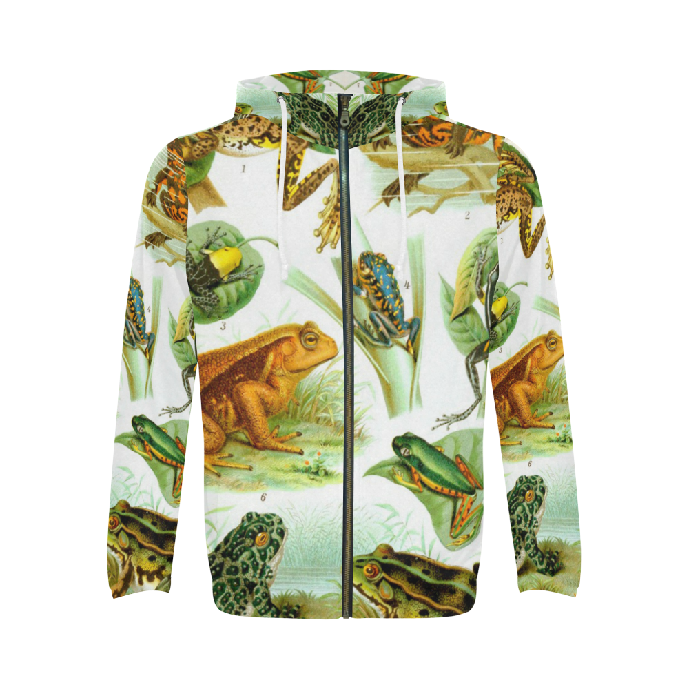 FROGS All Over Print Full Zip Hoodie for Men (Model H14) ID D2020678
