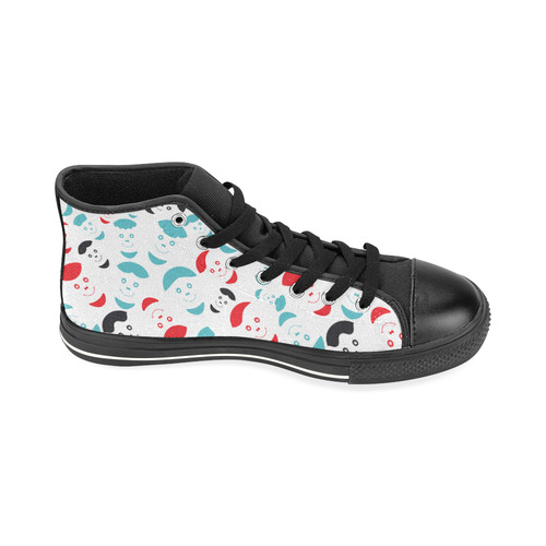 red smiley faces High Top Canvas Women's Shoes/Large Size (Model 017)