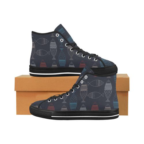 abstract fish Vancouver H Men's Canvas Shoes (1013-1)