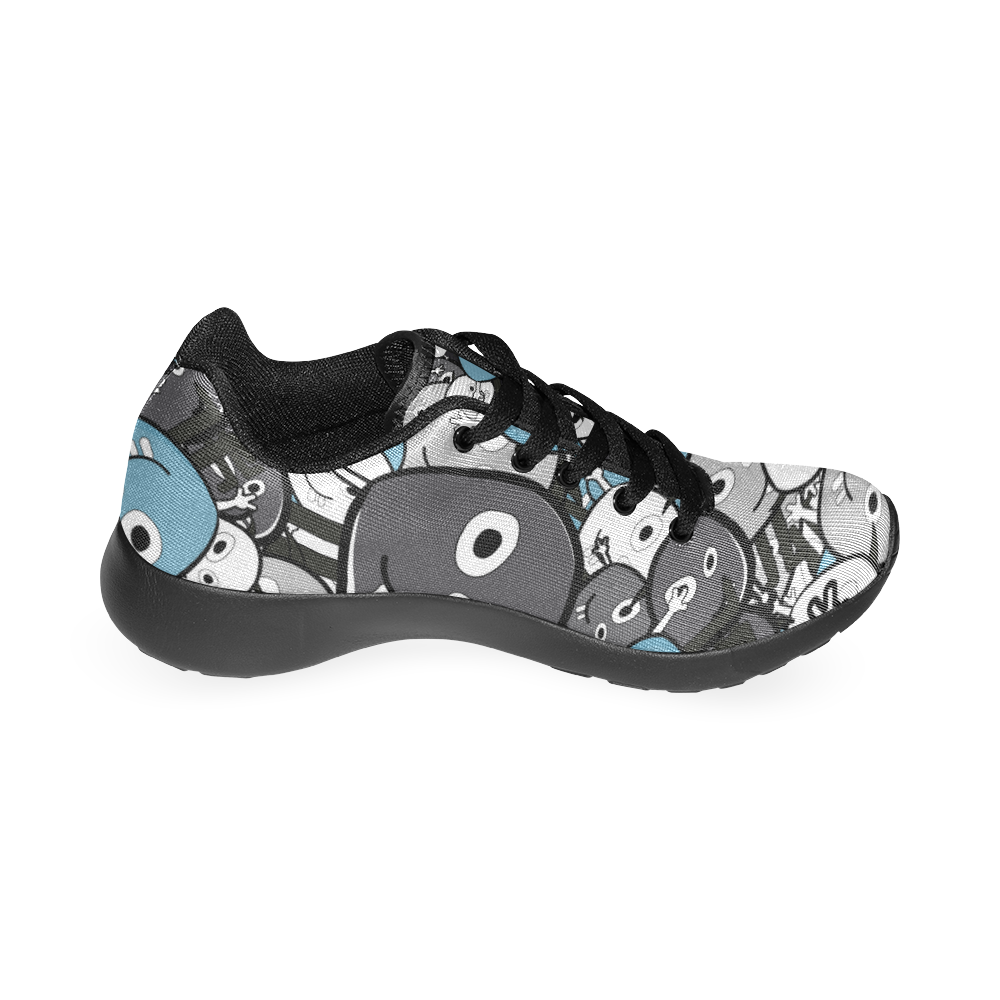 gray doodle monsters Men's Running Shoes/Large Size (Model 020)