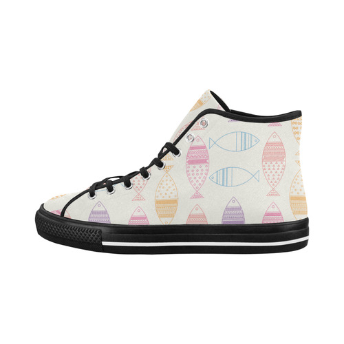 abstract tribal fish Vancouver H Men's Canvas Shoes (1013-1)