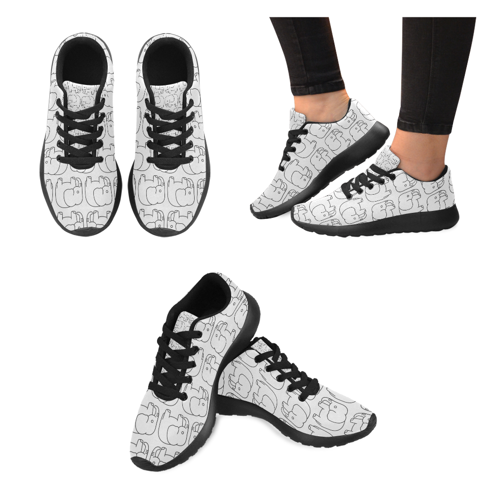 black and white elephant Women’s Running Shoes (Model 020)