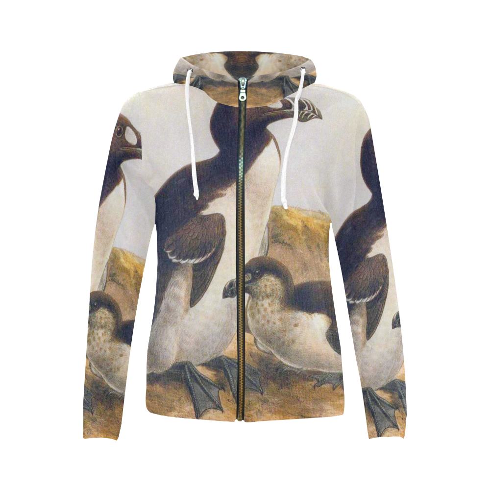 Great auk All Over Print Full Zip Hoodie for Women (Model H14) | ID ...