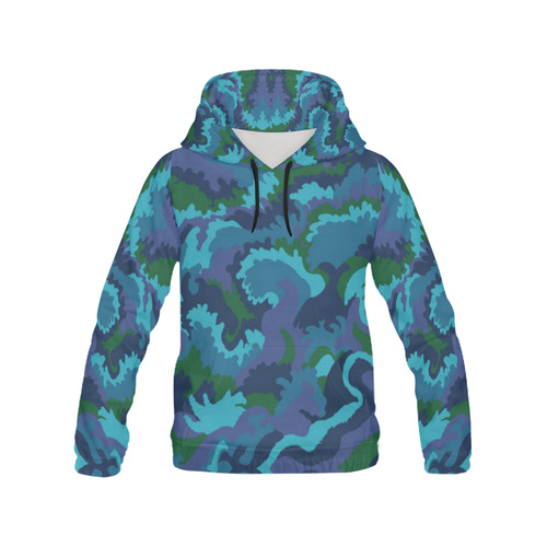 wave 2 dark design hoodie for women All Over Print Hoodie for Women (USA Size) (Model H13)
