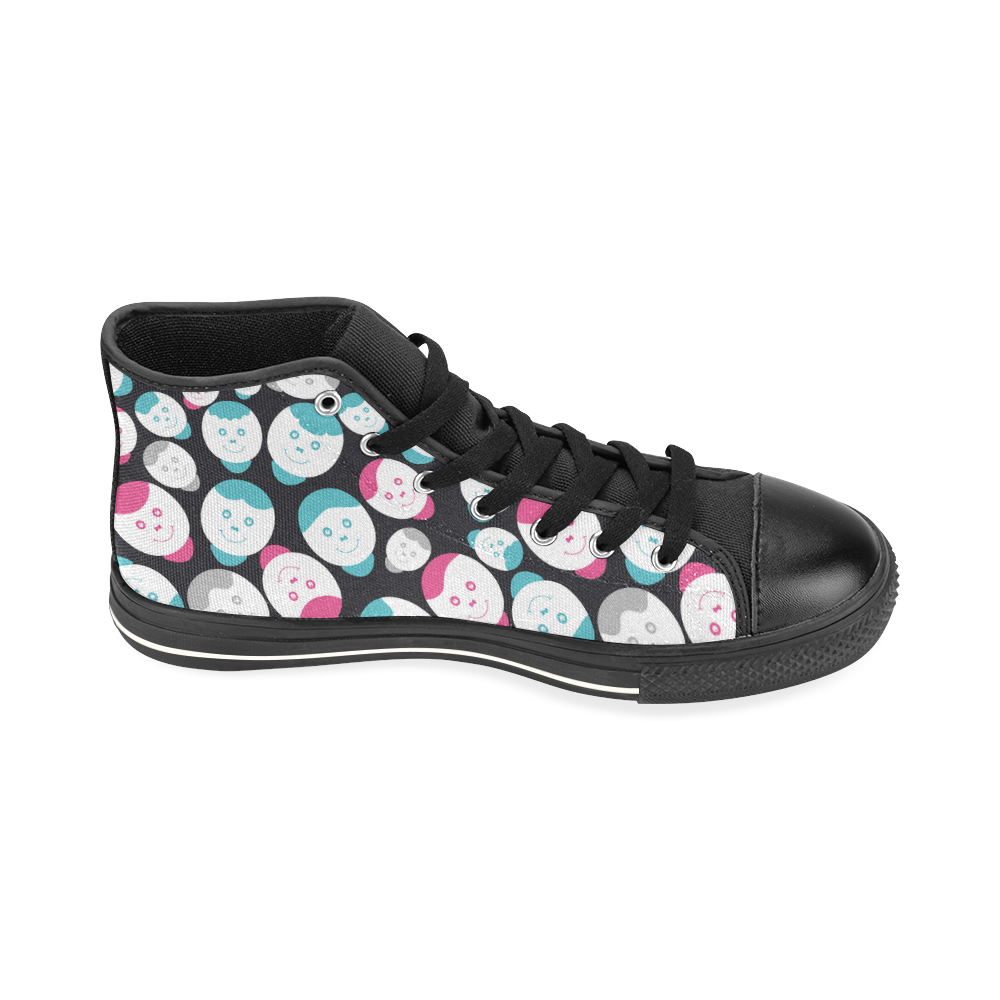 cartoon smiley faces High Top Canvas Women's Shoes/Large Size (Model 017)