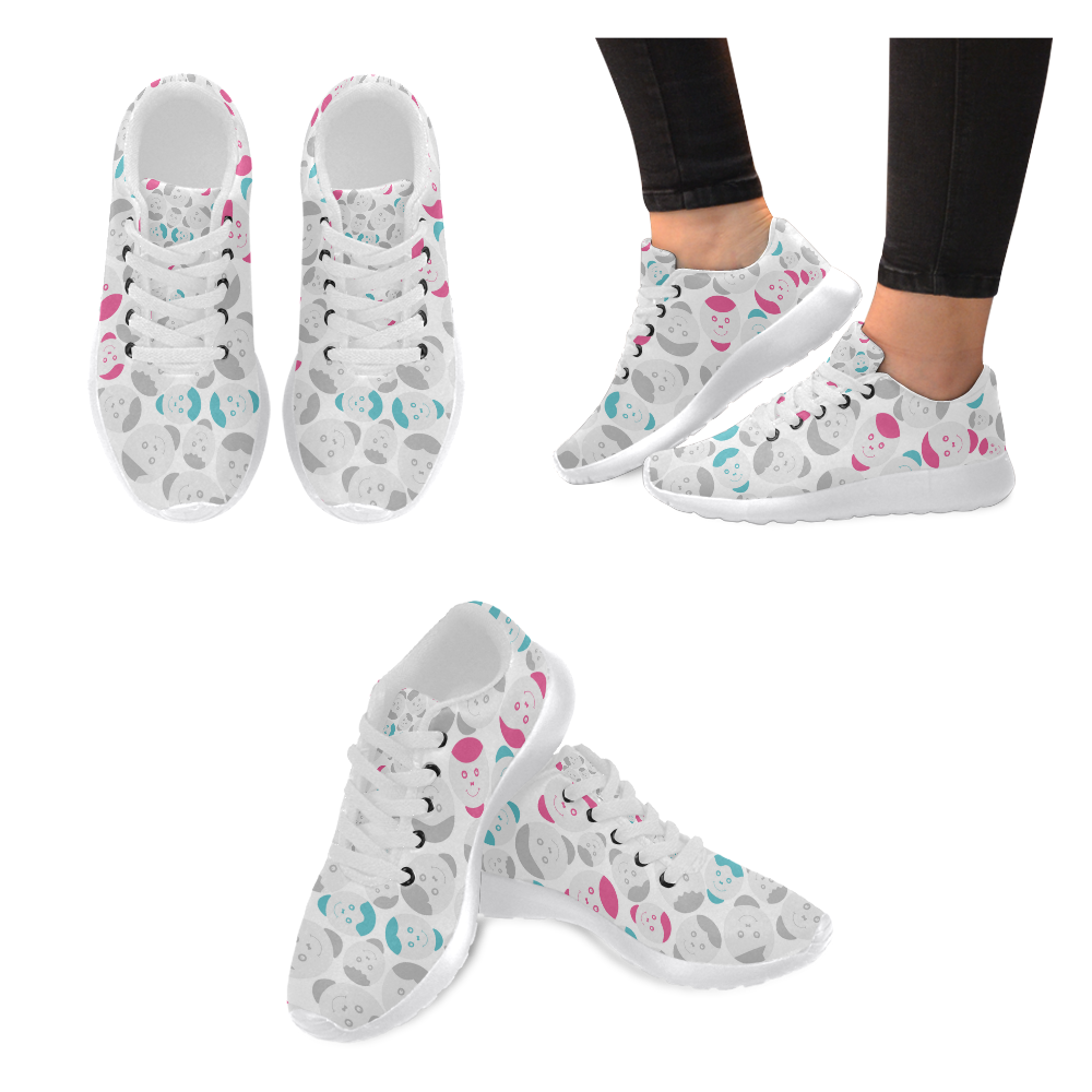 smiley faces pattern Women's Running Shoes/Large Size (Model 020)