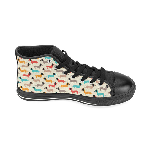 dog fabric High Top Canvas Women's Shoes/Large Size (Model 017)