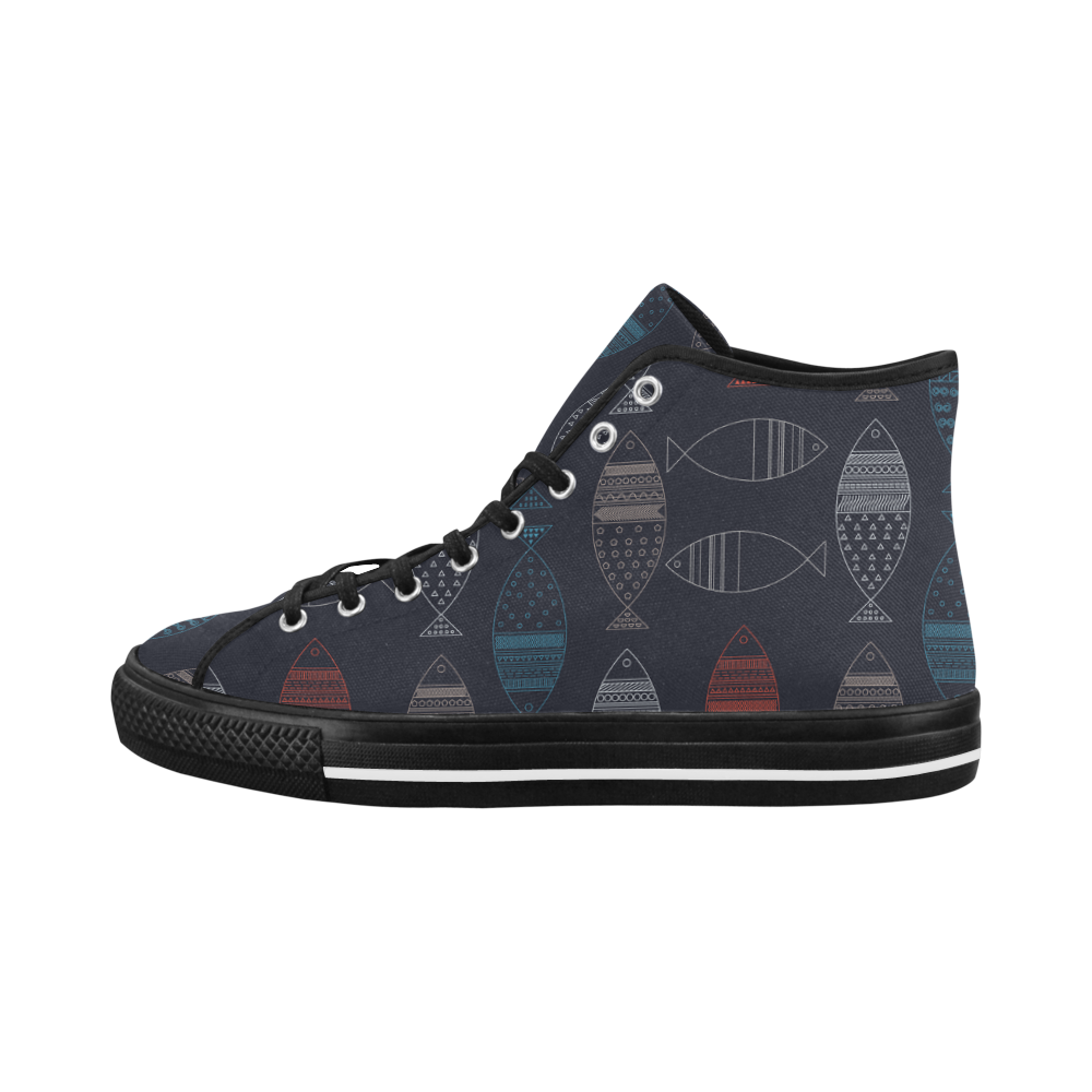 abstract fish Vancouver H Women's Canvas Shoes (1013-1)