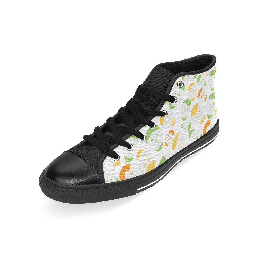 green smiley faces High Top Canvas Women's Shoes/Large Size (Model 017)