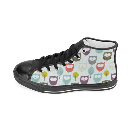 fabric owls tree Women's Classic High Top Canvas Shoes (Model 017)