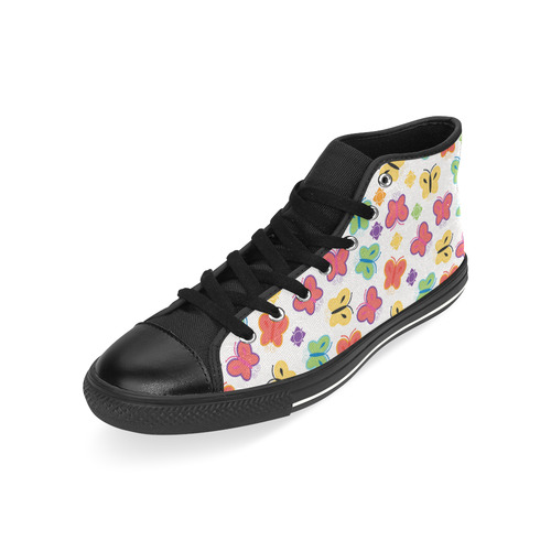 colorful butterfly High Top Canvas Women's Shoes/Large Size (Model 017)