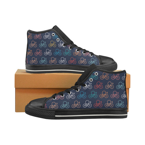 bicycle wheels High Top Canvas Women's Shoes/Large Size (Model 017)