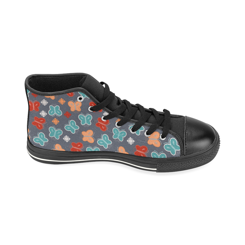 butterfly pattern High Top Canvas Women's Shoes/Large Size (Model 017)