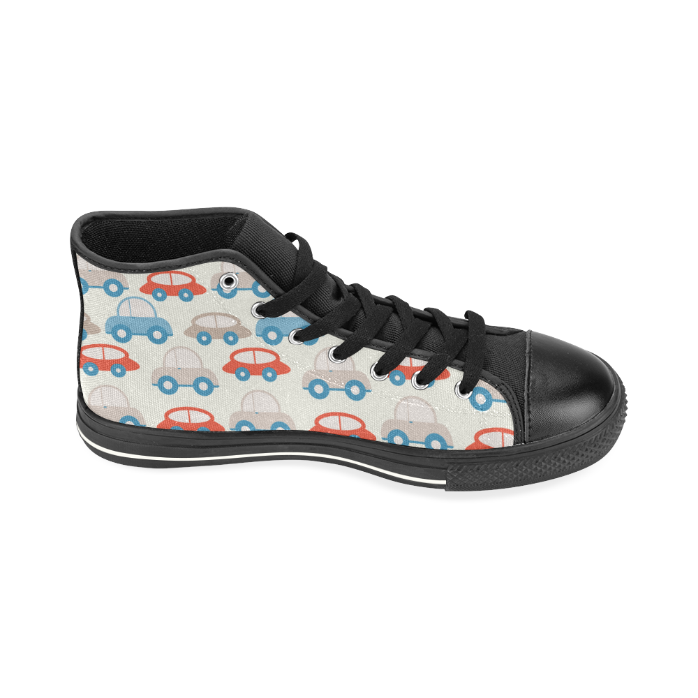 retro cars pattern High Top Canvas Women's Shoes/Large Size (Model 017)