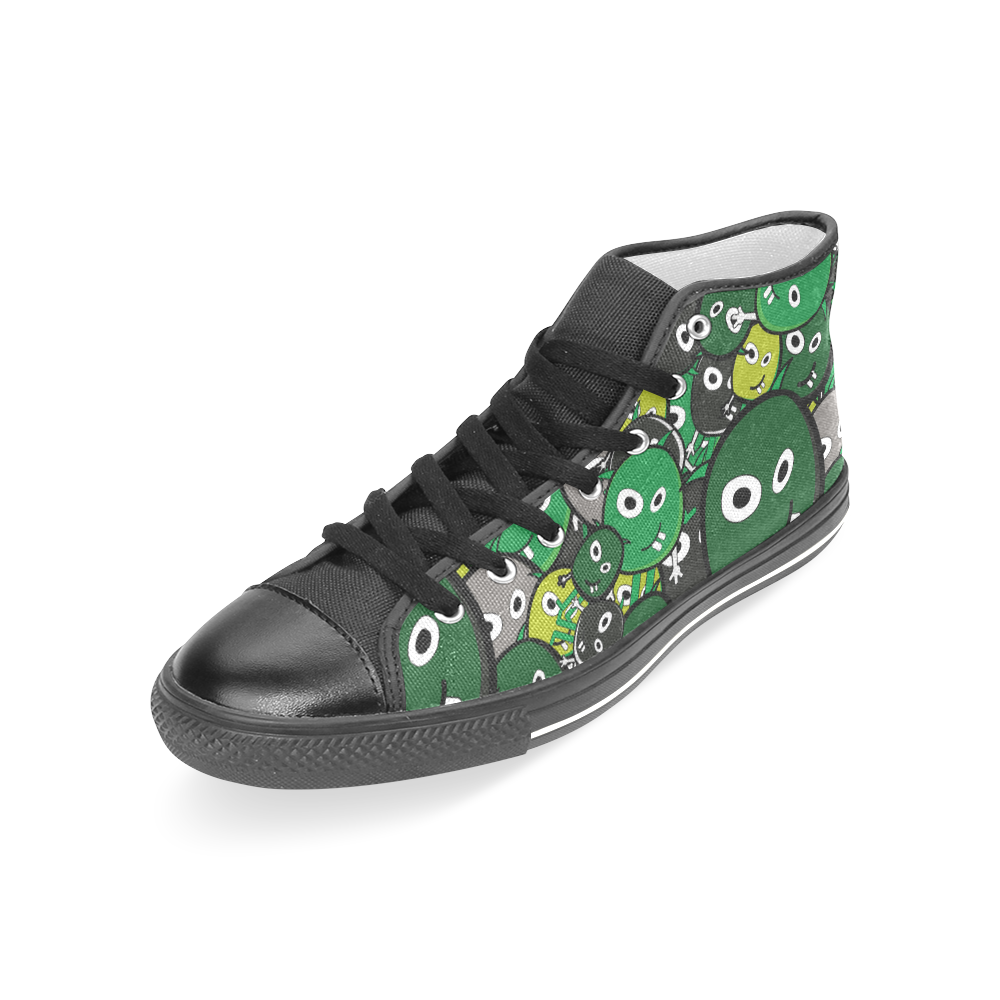 green doodle monsters Women's Classic High Top Canvas Shoes (Model 017)