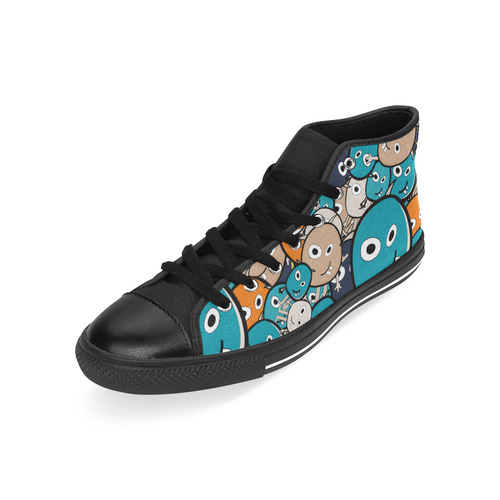 cartoon monsters High Top Canvas Women's Shoes/Large Size (Model 017)