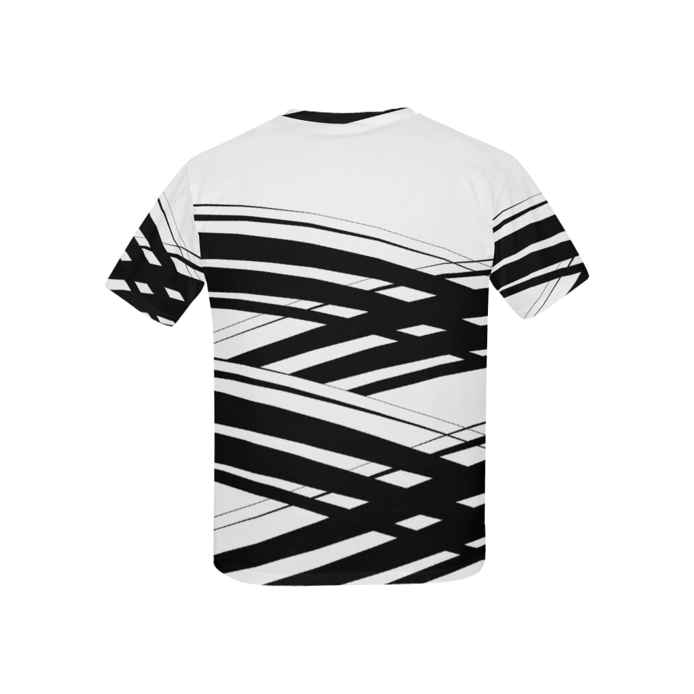 Black and White Diagonal Criss Cross Kids' All Over Print T-shirt (USA Size) (Model T40)