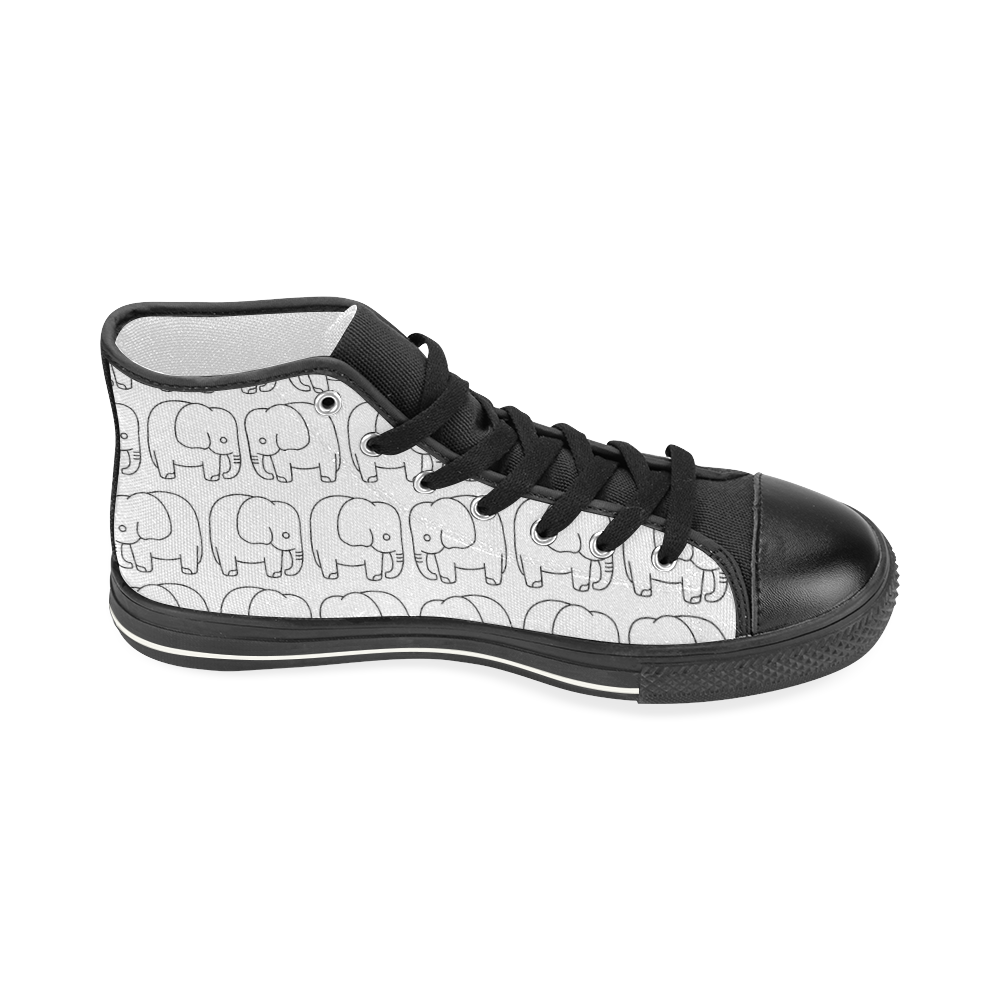 black and white elephant Women's Classic High Top Canvas Shoes (Model 017)