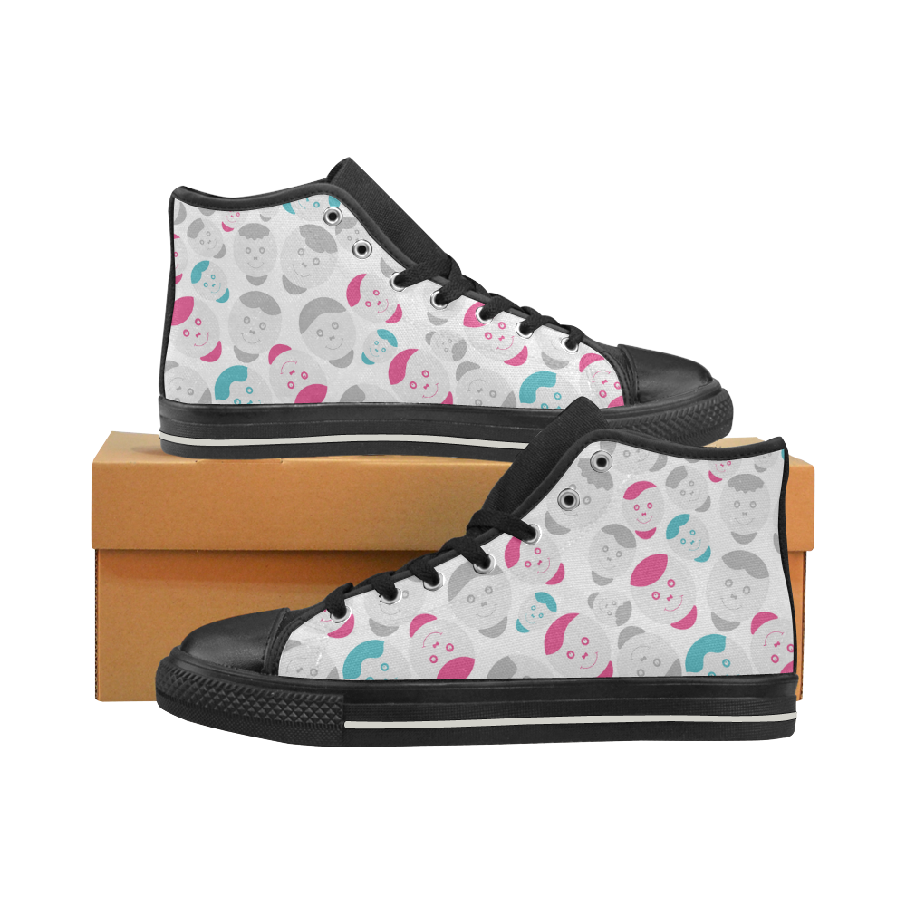 smiley faces pattern Women's Classic High Top Canvas Shoes (Model 017)