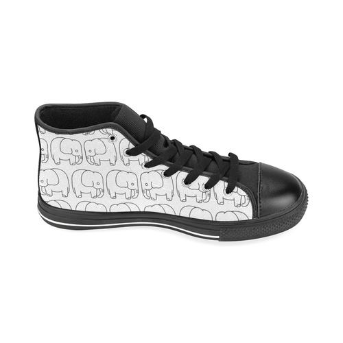 black and white elephant High Top Canvas Women's Shoes/Large Size (Model 017)