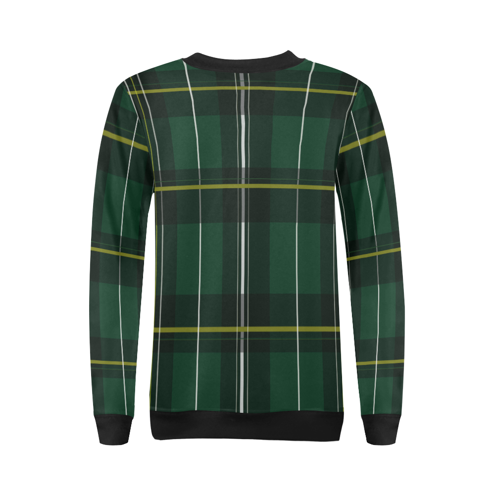 green-plaid All Over Print Crewneck Sweatshirt for Women (Model H18)