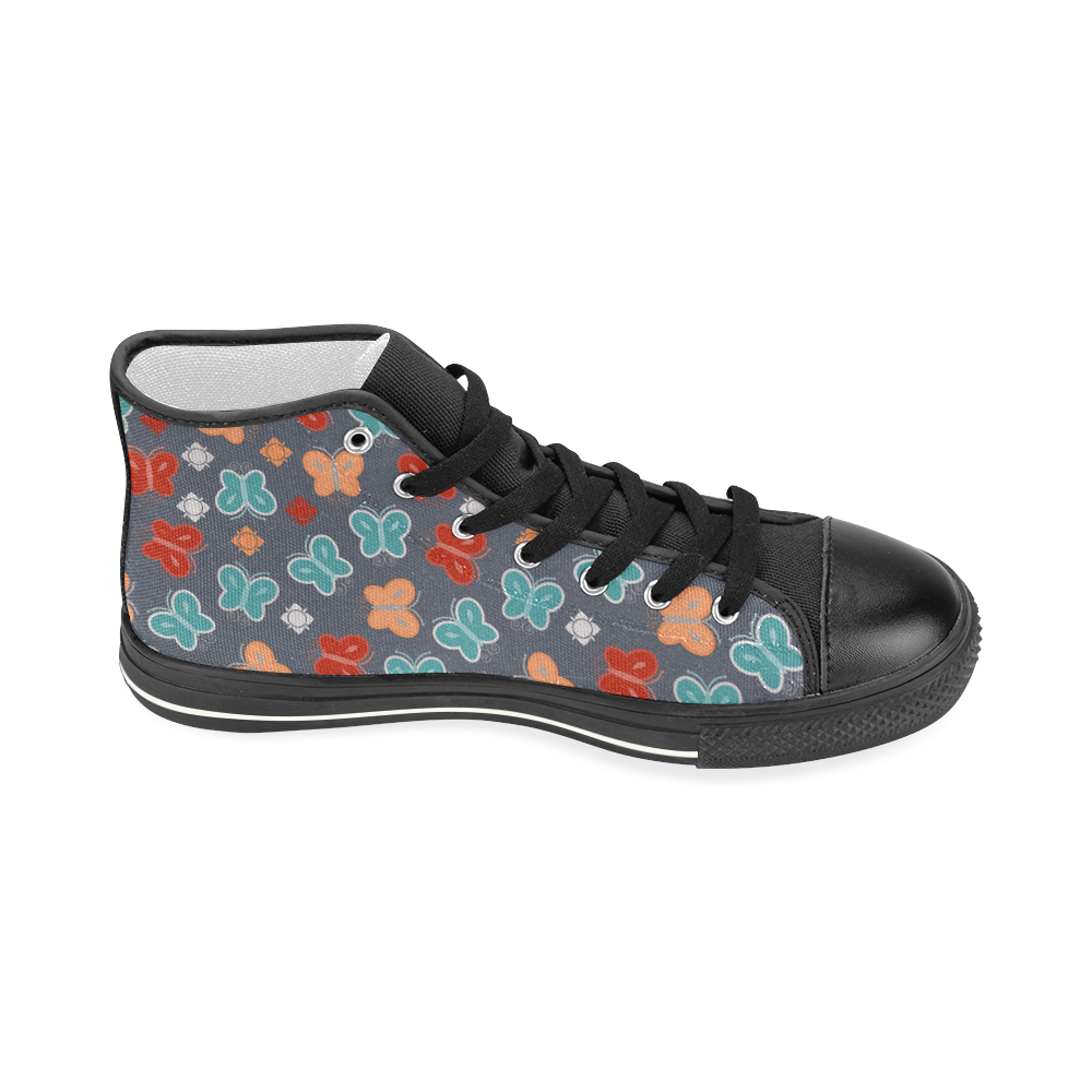 butterfly pattern Women's Classic High Top Canvas Shoes (Model 017)