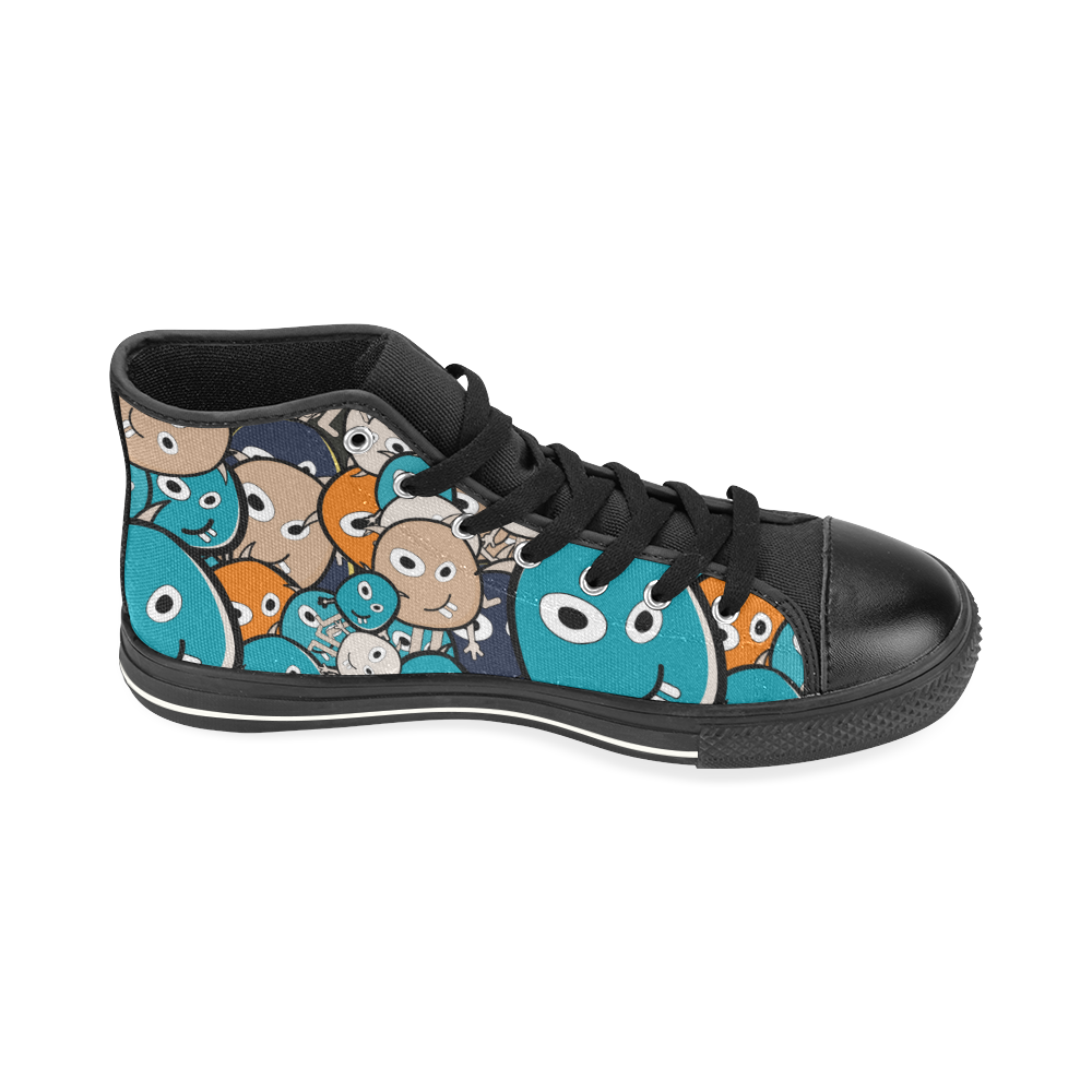 cartoon monsters High Top Canvas Women's Shoes/Large Size (Model 017)