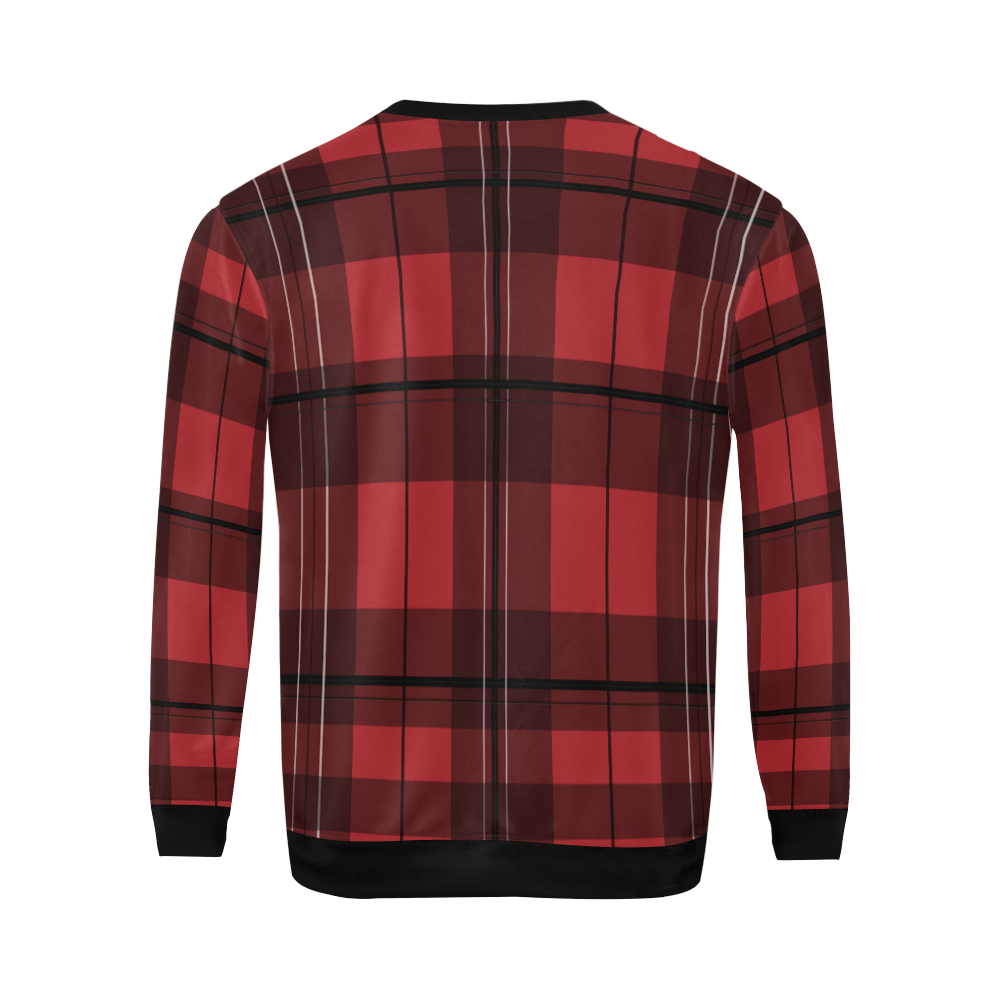 red-plaid All Over Print Crewneck Sweatshirt for Men/Large (Model H18)