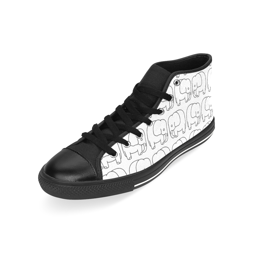black and white elephant Men’s Classic High Top Canvas Shoes /Large Size (Model 017)