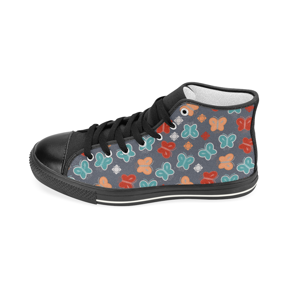 butterfly pattern Women's Classic High Top Canvas Shoes (Model 017)