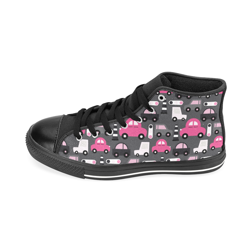 pink toy cars Men’s Classic High Top Canvas Shoes /Large Size (Model 017)