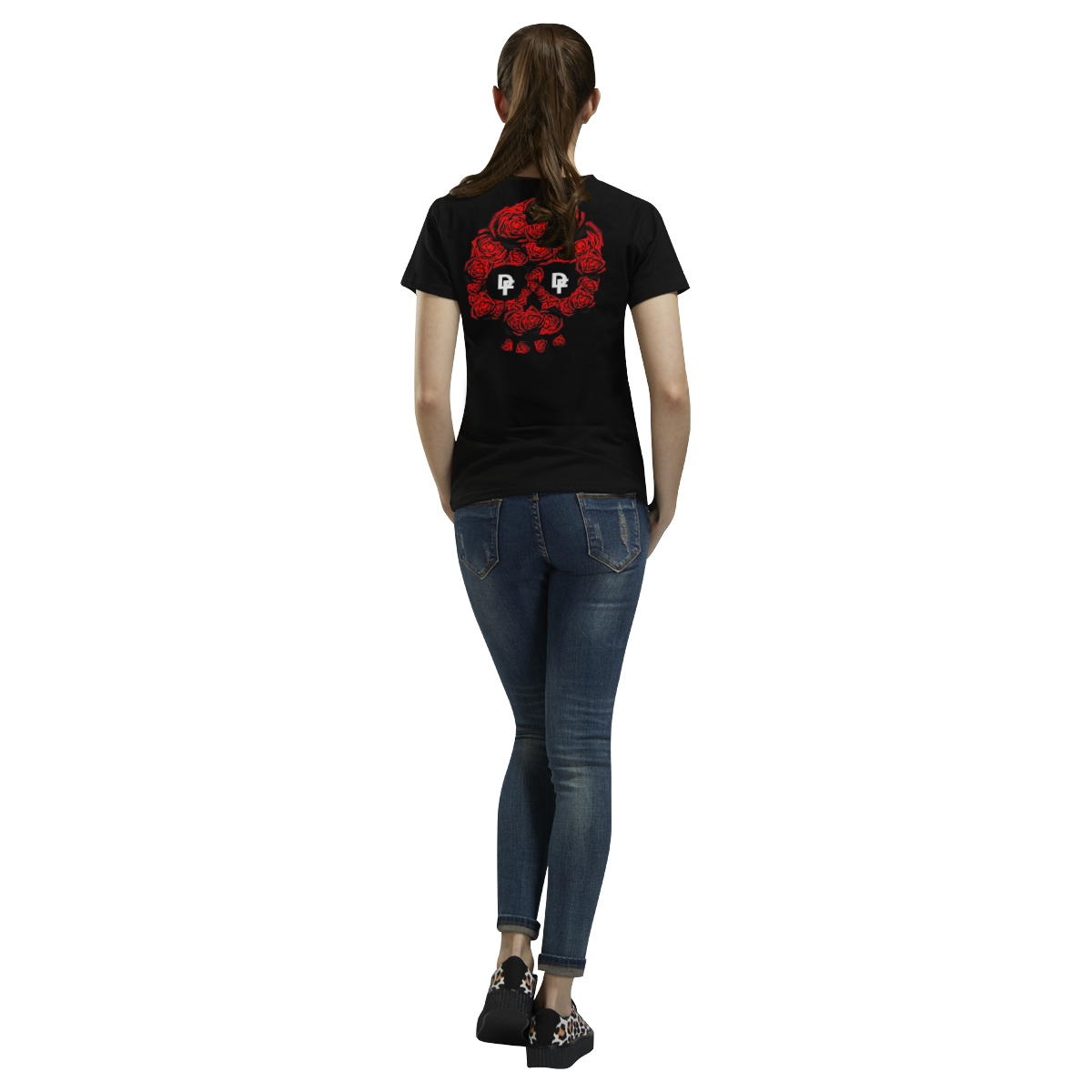 DF Rose Skull All Over Print T-Shirt for Women (USA Size) (Model T40)