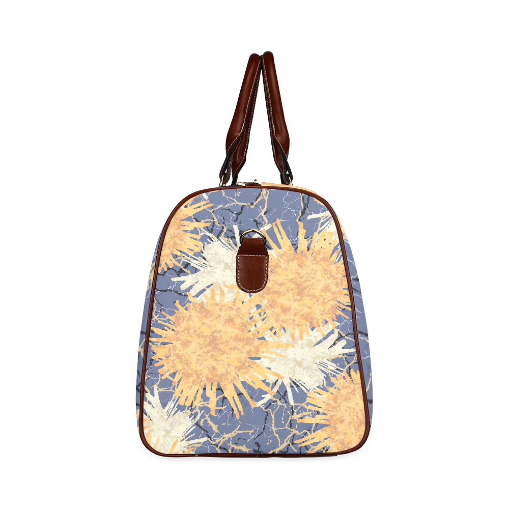 Orange Cobweb Flowers Pattern Waterproof Travel Bag/Large (Model 1639)