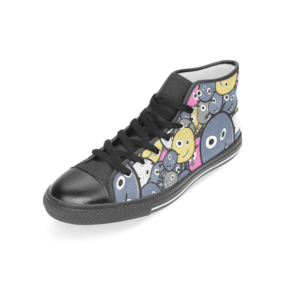 pink doodle monsters Women's Classic High Top Canvas Shoes (Model 017)
