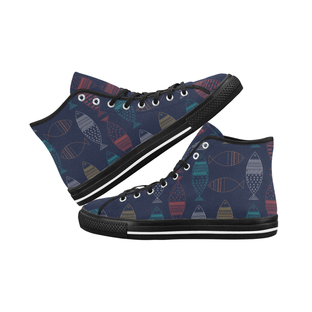 color abstract fish Vancouver H Men's Canvas Shoes (1013-1)
