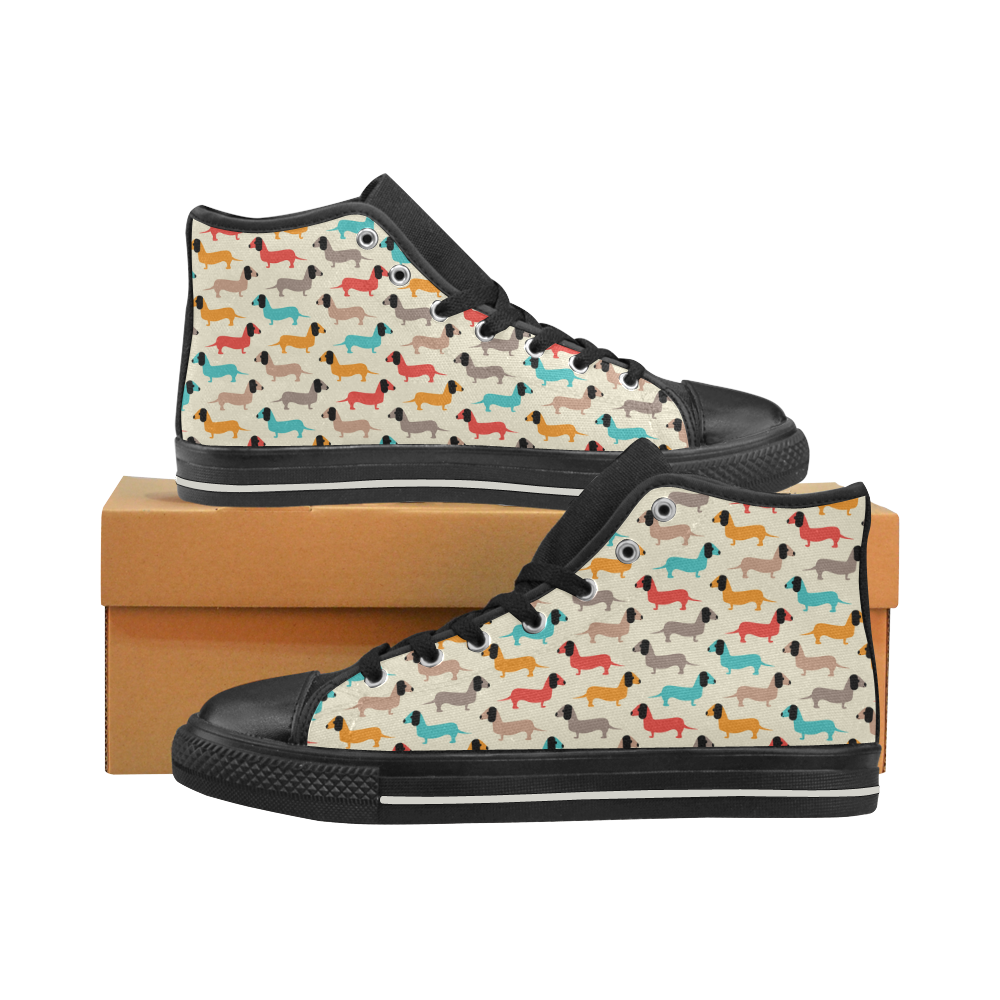 dog fabric Women's Classic High Top Canvas Shoes (Model 017)
